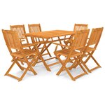 vidaXL Mobilier à dîner pliable de jardin 7 Pièces Bois d'acacia solide