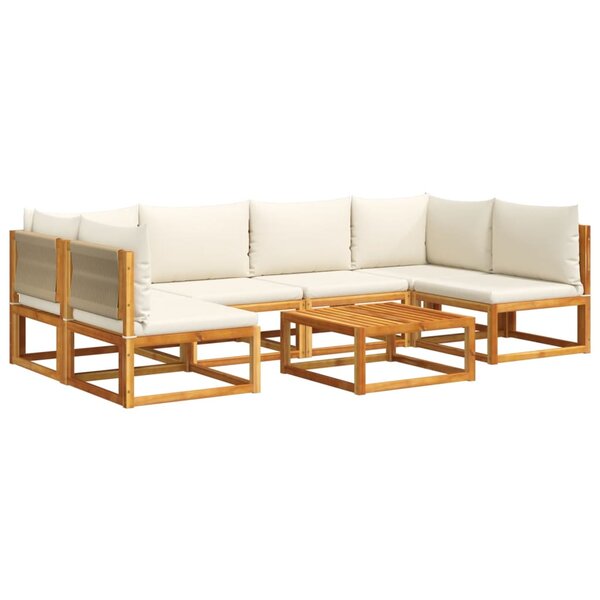 vidaXL Salon de jardin avec coussins 7 Pièces bois massif d'acacia