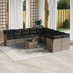 vidaXL Salon de jardin 11 Pièces avec coussins gris clair résine tressée