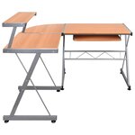 Bureau table poste de travail meuble d'ordinateur informatique étude d'ordinateur d'angle 132 x 112 x 99 cm bois ingénierie brun 02_0023731