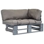 vidaXL Canapé de jardin palette avec coussins gris Pinède