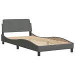 vidaXL Cadre de lit avec lumières LED gris foncé 100x200 cm tissu