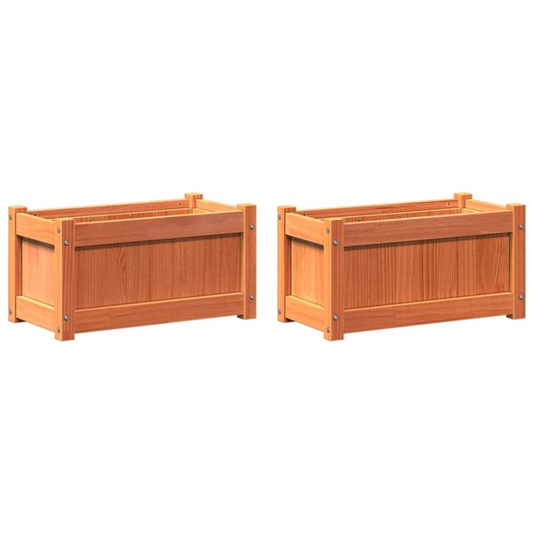 vidaXL Jardinières 2 Pièces cire marron bois de pin massif