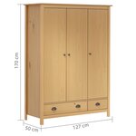 vidaXL Garde-robe à 3 portes Hill 127x50x170 cm Pin solide