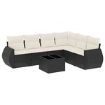 vidaXL Salon de jardin 7 Pièces avec coussins noir résine tressée
