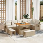 Ensemble de canapé de jardin 9 pièces beige rotin poly acacia vidaXL