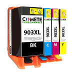 COMETE, Entreprise Française- 903XL- pack 4 Cartouches Compatibles HP