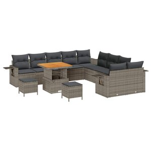 vidaXL Ensemble de canapé de jardin 13 Pièces Gris polyrotin