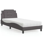 vidaXL Lit avec matelas gris 100x200 cm similicuir
