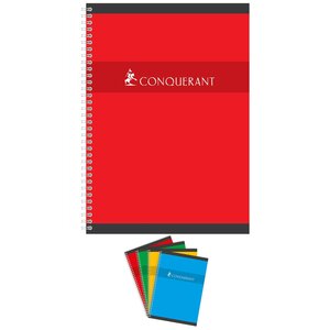 Cahier à spirale A4 petits carreaux 180p 70g coloris aléatoire CONQUÉRANT