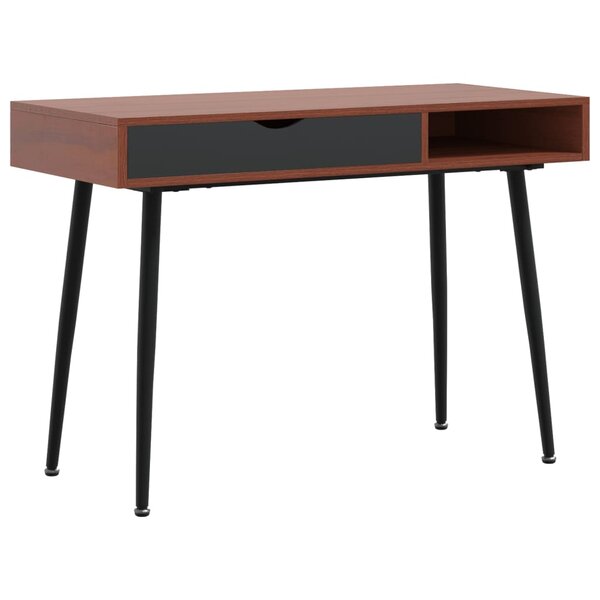 Bureau table poste de travail meuble d'ordinateur informatique étude d'ordinateur avec tiroir 110 x 50 x 75 cm brun 02_0023702