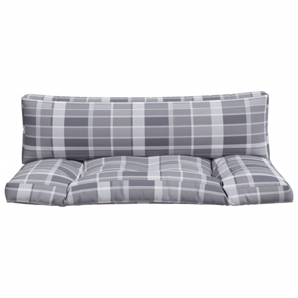 vidaXL Coussins de palette 2 Pièces carreaux gris tissu