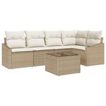 vidaXL Set de canapé de jardin 6 pièces avec coussins en poly rattan marron