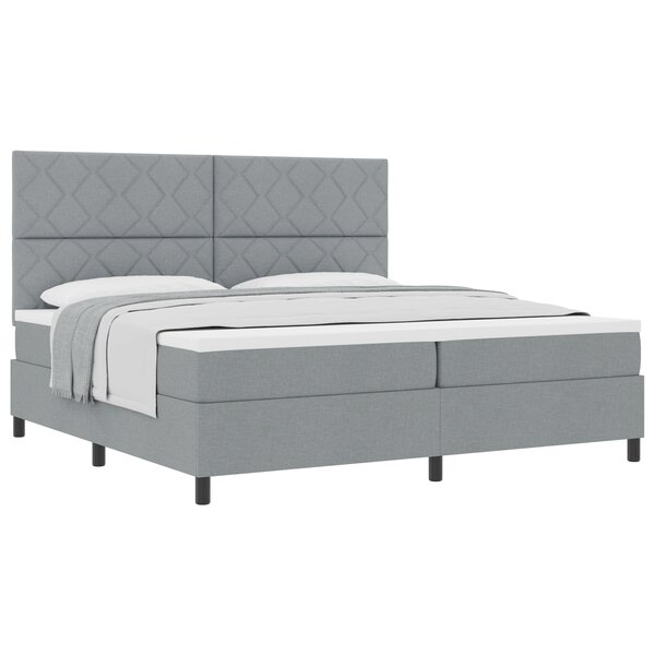 vidaXL Lit à ressorts avec matelas gris clair 200x200 cm en tissu