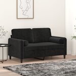 vidaXL Canapé 2 places avec oreillers décoratifs noir 120 cm velours