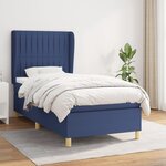 vidaXL Sommier à lattes de lit avec matelas Bleu 90x200 cm Tissu