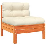 vidaXL Salon de jardin 6 Pièces avec coussins cire marron bois pin massif