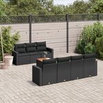 vidaXL Salon de jardin 8 Pièces avec coussins noir résine tressée