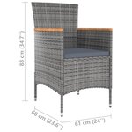 vidaXL Ensemble à manger d'extérieur 5Pièces coussins résine tressée gris