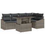 vidaXL Ensemble de canapé de jardin 6 pièces avec coussins gris en poly rotin