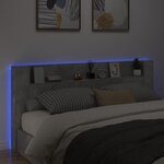 vidaXL Armoire tête de lit avec LED gris béton 220x16 5x103 5 cm