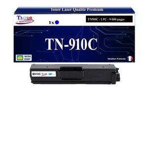 T3AZUR -Toner compatible avec Brother TN910 (TN-910C) pour Brother HL-L9310CDW HL-L9310CDWT HL-L9310CDWTT MFC-L9570CDWT - Cyan