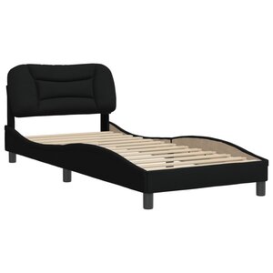 vidaXL Cadre de lit avec tête de lit Noir 90x200 cm Tissu