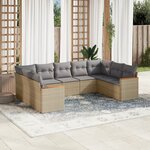 vidaXL Salon de jardin avec coussins 9Pièces mélange beige résine tressée