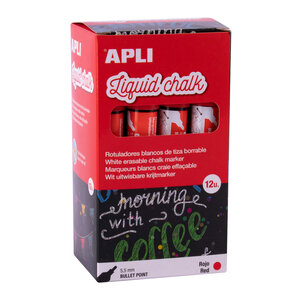 Marqueur Craies Rouge chalk Pointe ronde 12 pièces