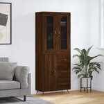 vidaXL Buffet haut Chêne marron 69 5x34x180 cm Bois d'ingénierie