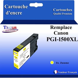T3AZUR - Cartouche compatible avec Canon PGI1500XL PGI-1500 XL pour Canon Maxify MB2050 MB2150 MB2155 MB2350 MB2750 MB2755 - Jaune