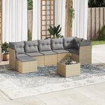 vidaXL Salon de jardin avec coussins 8 Pièces beige résine tressée