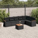vidaXL Salon de jardin 8 Pièces avec coussins noir résine tressée