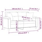 vidaXL Canapé 2 places avec oreillers décoratifs gris 140cm similicuir