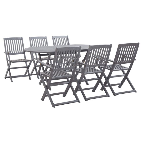 vidaXL Mobilier à dîner de jardin 7 Pièces Bois d'acacia massif Gris