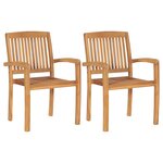 vidaXL Chaises empilables à manger de jardin lot de 2 Bois teck solide
