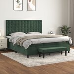 vidaXL Sommier à lattes de lit et matelas Vert foncé 160x200cm Velours