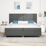 vidaXL Lit à sommier avec matelas gris foncé 200x200 cm en tissu