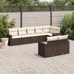 vidaXL Salon de jardin 8 Pièces avec coussins marron résine tressée