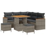 vidaXL Ensemble de Canapés de Jardin 8 Pièces avec Coussins Gris Poly Rattan Acacia