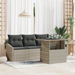vidaXL Ensemble de canapé de jardin 5 pièces avec coussins gris clair en polyrotin