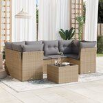 vidaXL Salon de jardin avec coussins 7 Pièces beige résine tressée