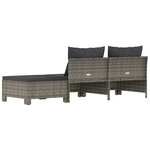 vidaXL Salon de jardin 3 Pièces avec coussins Gris Résine tressée
