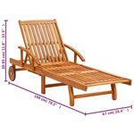 vidaXL Chaises longues lot de 2 avec table et coussins Acacia solide