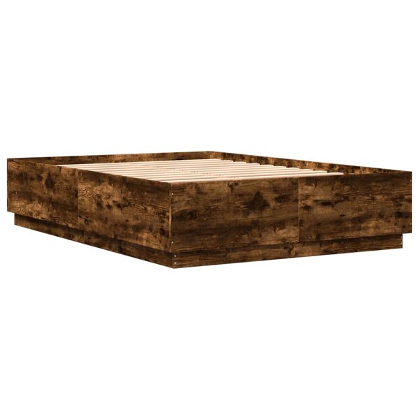 vidaXL Cadre de lit chêne fumé 120x200 cm bois d'ingénierie