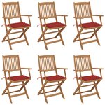 vidaXL Chaises pliables de jardin 6 Pièces avec coussins Bois d'acacia