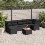 vidaXL Salon de jardin 8 Pièces avec coussins noir résine tressée