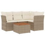 vidaXL Salon de jardin avec coussins 5 Pièces beige résine tressée