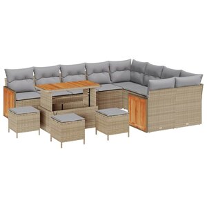 vidaXL Ensemble de canapé de jardin 13 Pièces Beige et gris clair