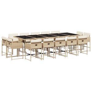 vidaXL Ensemble à manger de jardin et coussins 15 Pièces beige